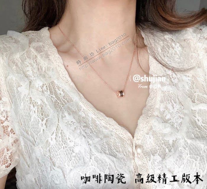Bvlgari飾品 寶格麗精工咖啡陶瓷項鏈 925純銀項鏈  zgbq3361